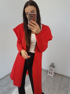 KARDIGAN S KAPUCŇOU - ČERVENÁ